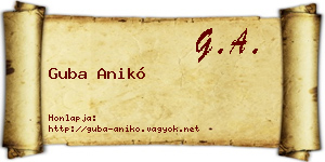 Guba Anikó névjegykártya